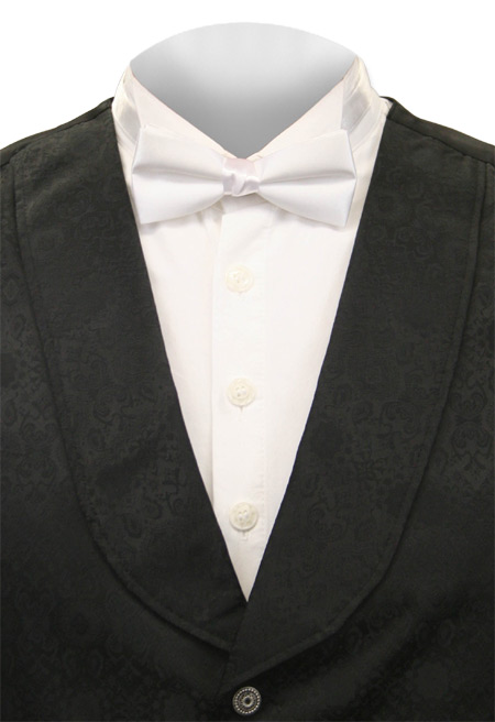  Victorian Edwardian Mens Ties White Satin Microfiber Synthetic Solid Bow |Antique Vintage Old Fashioned Wedding Theatrical Reenacting Costume |