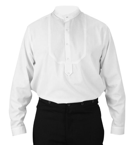  Victorian Old West Steampunk Edwardian Mens Shirts White Cotton Solid Dress Tuxedo |Antique Vintage Fashioned Wedding Theatrical Reenacting Costume |