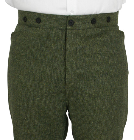  Victorian Old West Edwardian Steampunk Mens Pants Green Tweed Wool Blend Synthetic Herringbone Dress Work Matched Separates |Antique Vintage Fashioned Wedding Theatrical Reenacting Costume | Aviator
