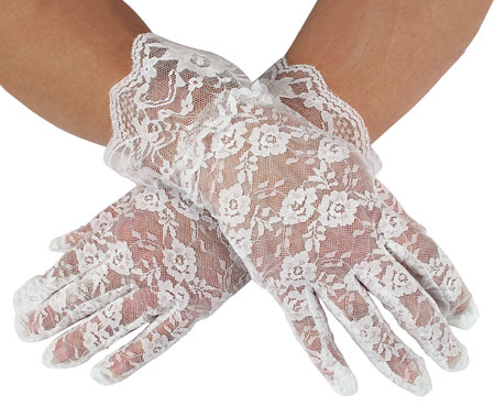  Regency Victorian Steampunk Edwardian Old West Ladies Accessories White Lace Synthetic Floral Gloves |Antique Vintage Fashioned Wedding Theatrical Reenacting Costume | Mardi Gras Gifts for Her Stocking Stuffers