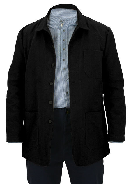  Victorian Old West Edwardian Mens Coats Black Cotton Solid Chore Matched Separates |Antique Vintage Fashioned Wedding Theatrical Reenacting Costume |