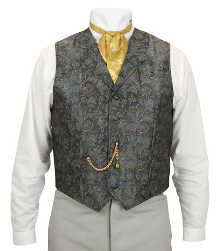  Victorian Edwardian Old West Mens Vests Gray Satin Microfiber Synthetic Paisley Floral Dress |Antique Vintage Fashioned Wedding Theatrical Reenacting Costume |